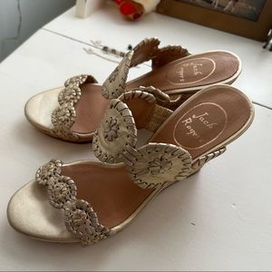 Lauren Metallic Leather & Cork Wedge Sandals